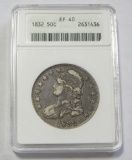 1832 CAPPED BUST HALF ANACS XF 40