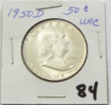 1950D Franklin Half Dollar UNC