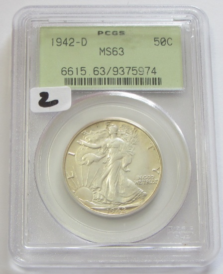 1942-D WALKING LIBERTY HALF PCGS OGH MS 63