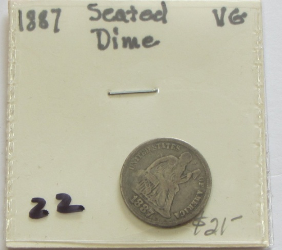 1887 SEATED DIME