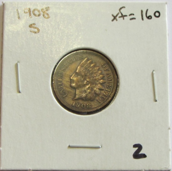 1908-S INDIAN HEAD CENT XF