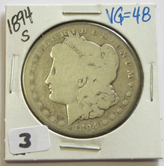 KEY $1 1894-S MORGAN SILVER DOLLAR