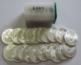 2007 BU FULL ROLL OF 20 SILVER AMERICAN EAGLES 20 OUNCES OF SILVER