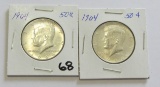 Lot of 2 - 1964 Kennedy Silver Half Dollar BU