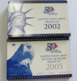 Lot of 2 - 2002 & 2005 United States Mint Proof Set - 22 Coins