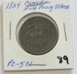 1854 Canada Half Penny Token PC-5C1