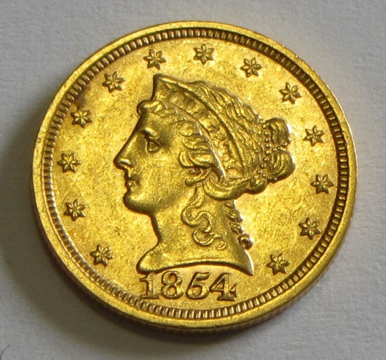 GOLD $2.5 1854 HIGH GRADE QUARTER EAGLE