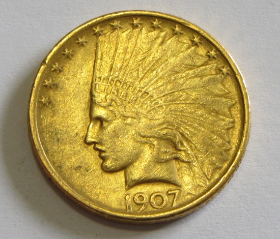 $10 1907 TYPE 1 BETTER DATE GOLD INDIAN HEAD EAGLE