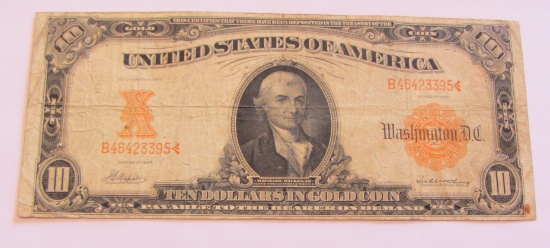 SCARCE DATE $10 1907 GOLD CERTIFICATE SMALL SERIAL NUMBERS