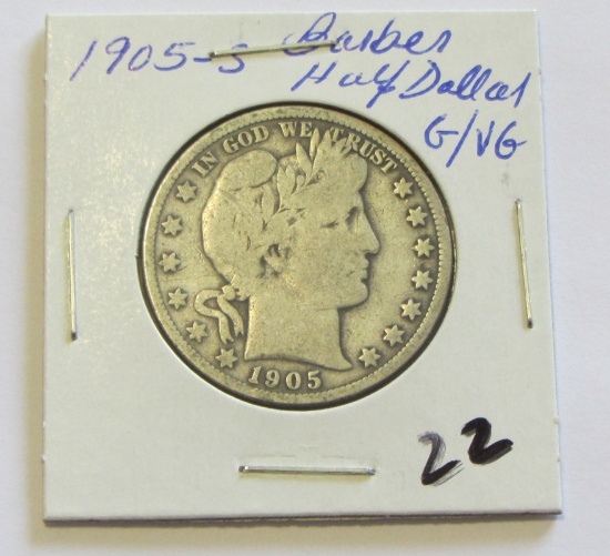 1905-S Barber Half Dollar G/VG