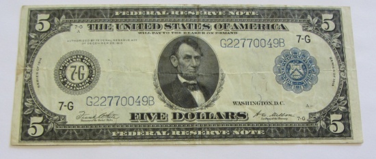 $5 1914 LARGE FEDERAL RESERVE NOTE