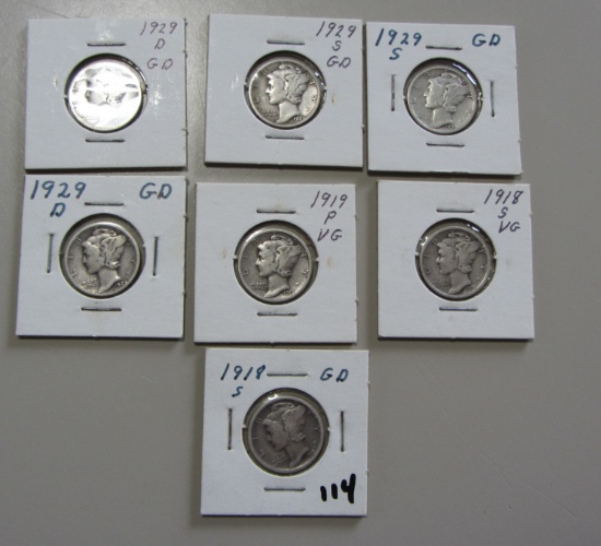 EARLY MERCURY DIME LOT