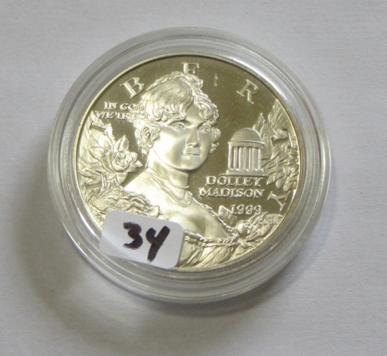 1999 Dolly Madison Commemorative Silver Proof Dollar