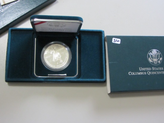 1992 The Columbus Quincentenary Silver Commemorated Proof Silver Dollar Box