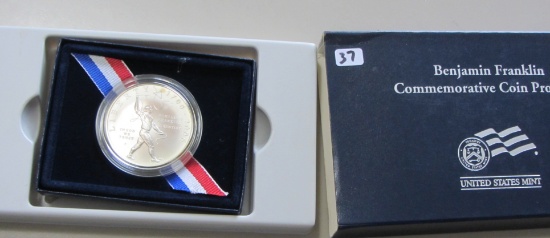 2006 Benjamin Franklin Scientist Commemorative Silver Dollar Box/COA