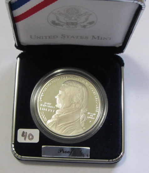 2005 Chief Justice John Marshall Silver Proof Dollar Coin / Box