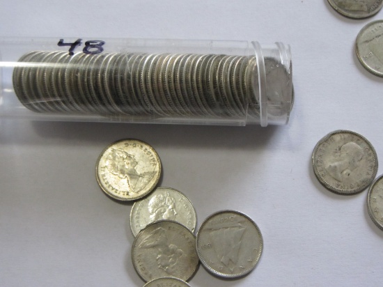Roll of 50 - Canadian Silver Dimes