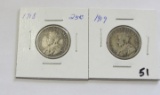 Lot of 2 - 1918 & 1919 Canada Silver Quarter