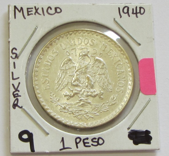 1940 SILVER MEXICO PESO UNCIRCULATED