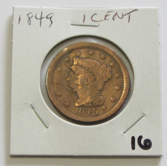 1849 LARGE CENT CLEANED