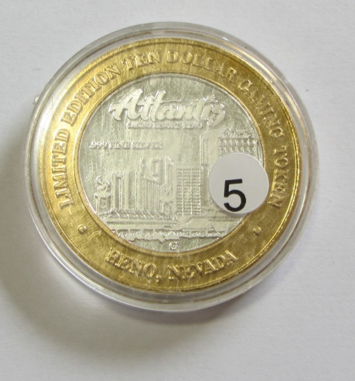 ATLANTIS $10 SILVER CASINO ROUND .999 FINE