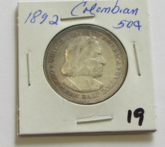 1892 Colombian Commemorative Silver Half Dollar - Better Date 