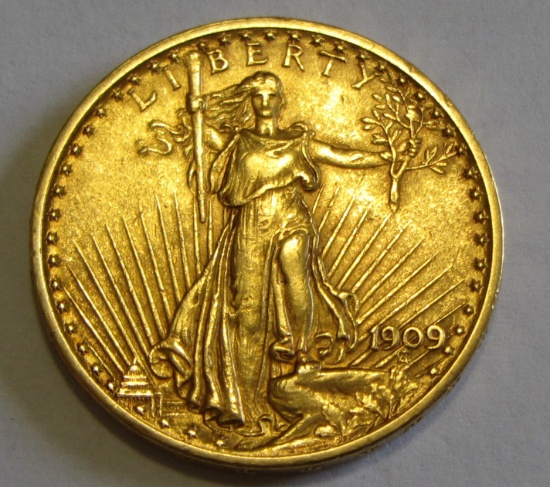 $20 GOLD SAINT GAUDENS DOUBLE EAGLE 1909