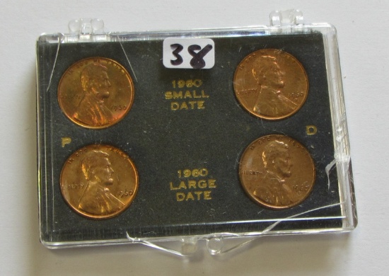 Lot of 4 - 1960 Small & Large Date Lincoln Cent