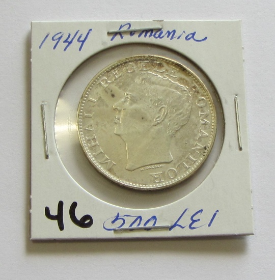 1944 Romania 500 Lei Silver Coin