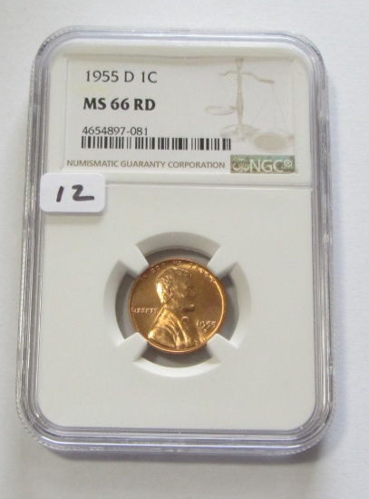 1955-D WHEAT CENT NGC GEM 66 RED