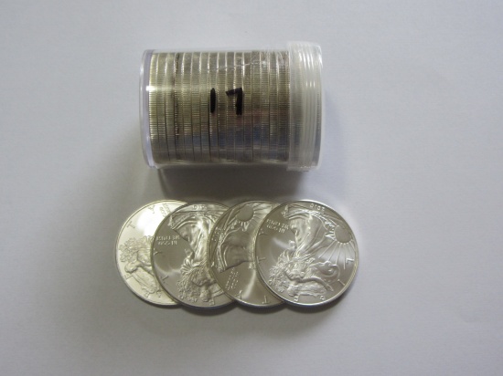 ROLL OF 20 MIXED DATE $1 SILVER EAGLES SOME MAY HAVE LIGHT TONING