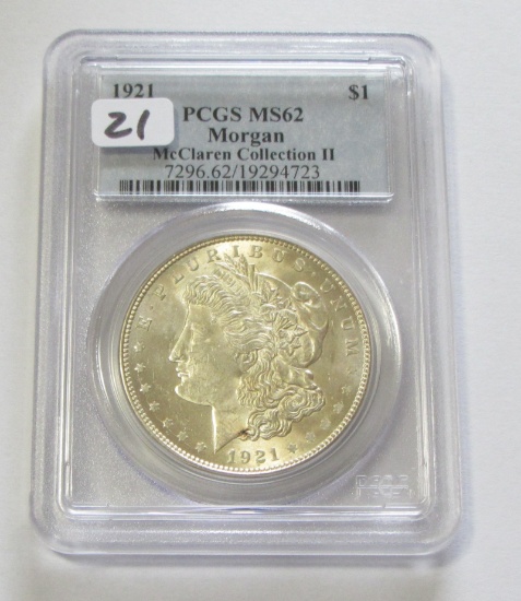 $1 1921 MORGAN PCGS 62