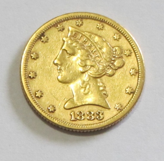 $5 1883 GOLD HALF EAGLE