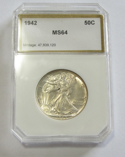 1942 WALKING LIBERTY CHOICE UNC PCI HOLDER