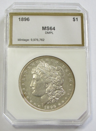 $1 1896 DMPL MORGAN CHOICE UNC PCI HOLDER