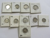 Lot of 10 - Mixed 1920s Mercury Silver Dimes