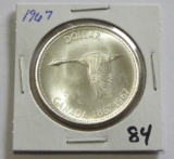 1967 Flying Canada Goose Silver UNC PL Dollar 