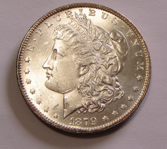 BRILLIANT UNCIRCULATED $1 1879-O MORGAN SILVER DOLLAR FROSTY LUSTER