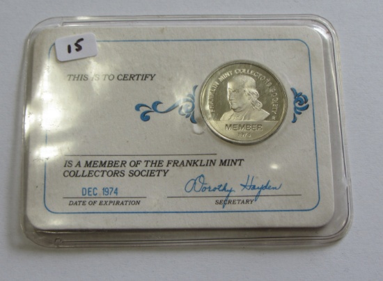 SILVER FRANKLIN MINT MEMBER CARD