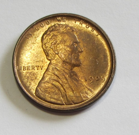 RED 1909 VDB WHEAT CENT UNCIRCULATED