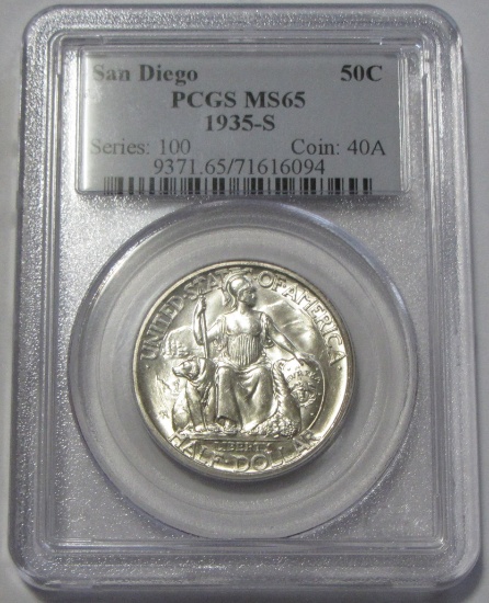 BLAST WHITE GEM 1935-S SAN DIEGO COMMEMORATIVE PCGS 65