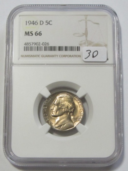 1946-D NICKEL NGC 66