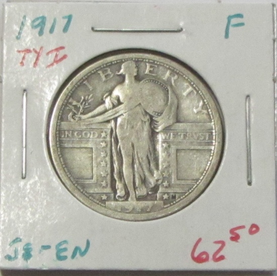 1917 TYPE 1 STANDING LIBERTY QUARTER FINE