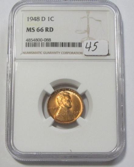 1948-D RED WHEAT CENT NGC 66