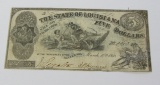 $5 LOUISIANA 1863 OBSOLETE