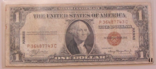 $1 HAWAII SILVER CERTIFICATE 1935-A EMERGENCY ISSUE