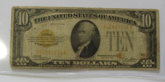 $10 1928 GOLD CERTIFICATE