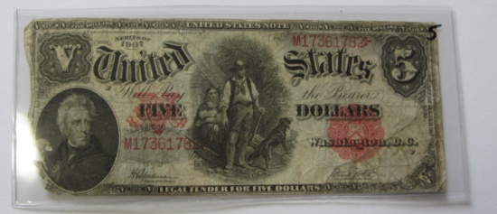 $5 WOOD CHOPPER LEGAL TENDER SEE PIC FOR CONDITION 1907