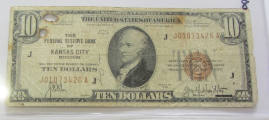 $10 KANSAS 1929 FRBN