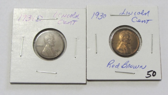 Lot of 2 - 1930 Red Brown & 1931-D Lincoln Cent